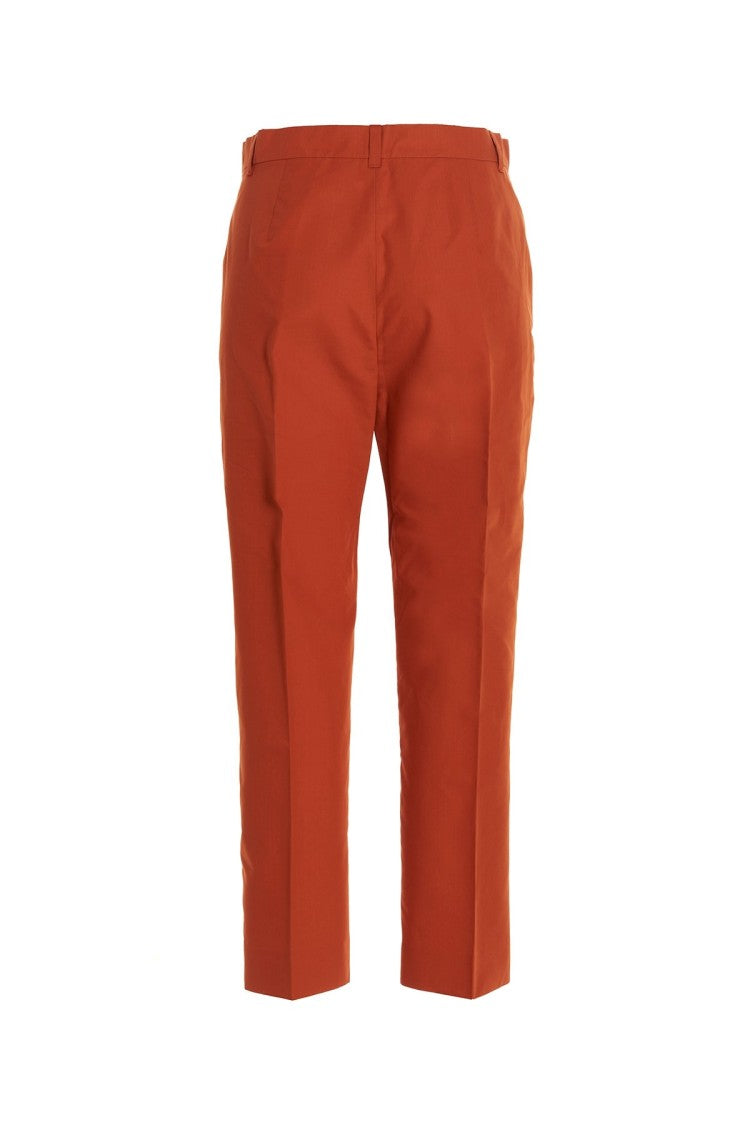 Max Mara Orange Cotton-Blend Straight-Leg Pants