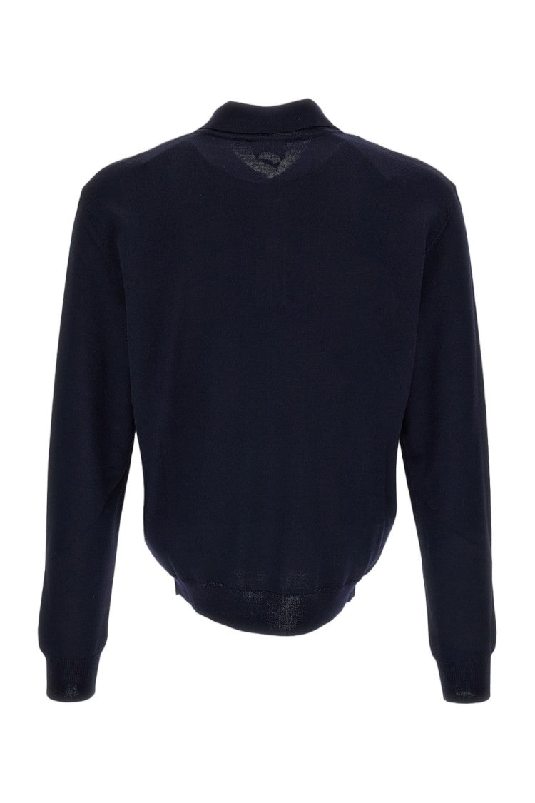 A.P.C. Blue Riu Buttoned Wool Polo