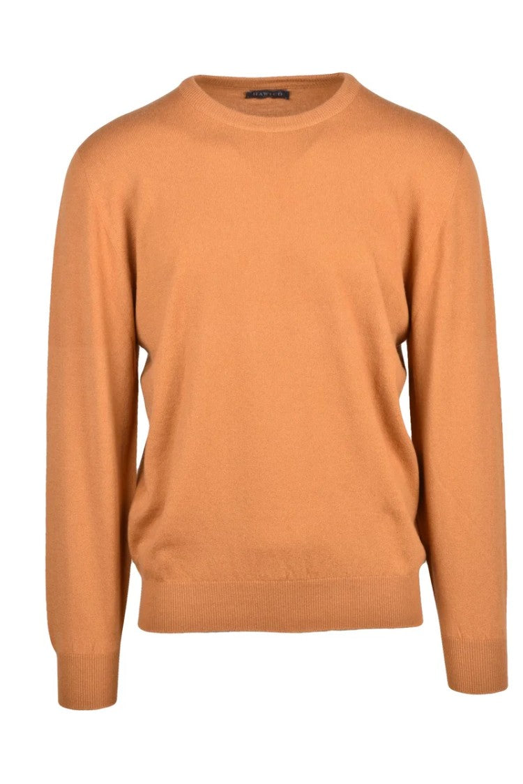 Hawico Crew Neck Cashmere Pullover - Black/Orange