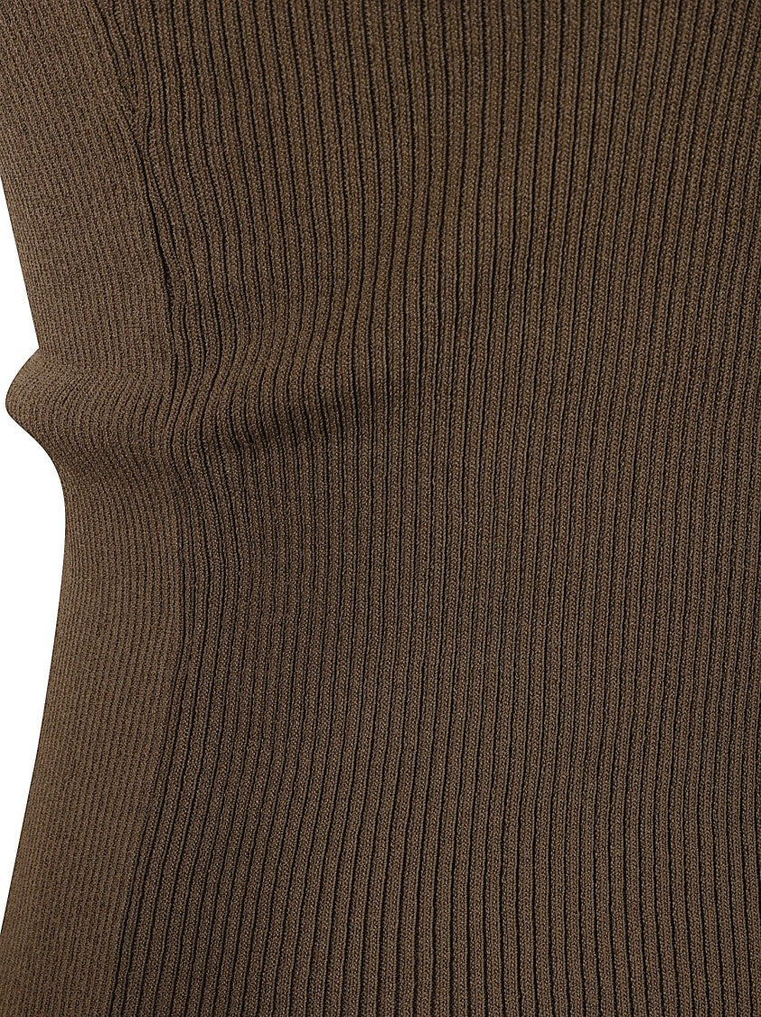 Max Mara Scoop Neck Sleeveless Ribbed Top With Fitted Silhouette