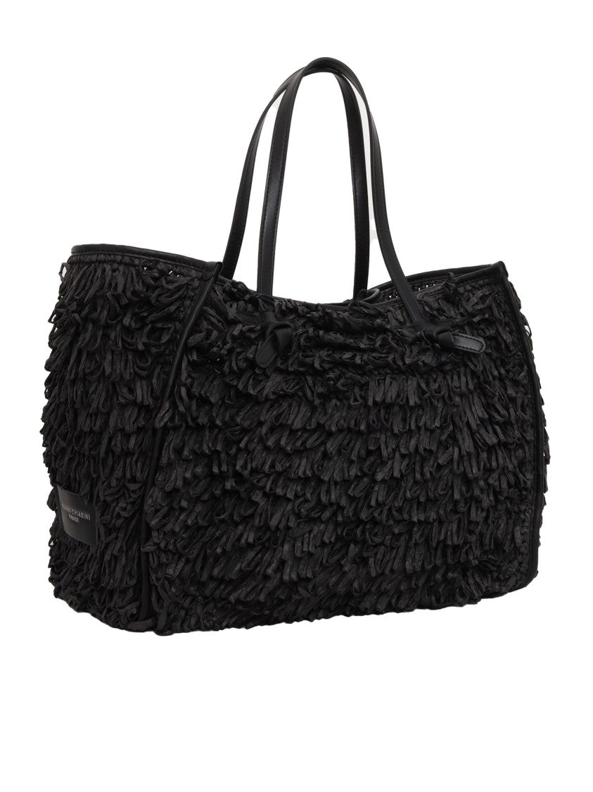 Gianni Chiarini Fringe-Design Raffia Tote With Leather Handles