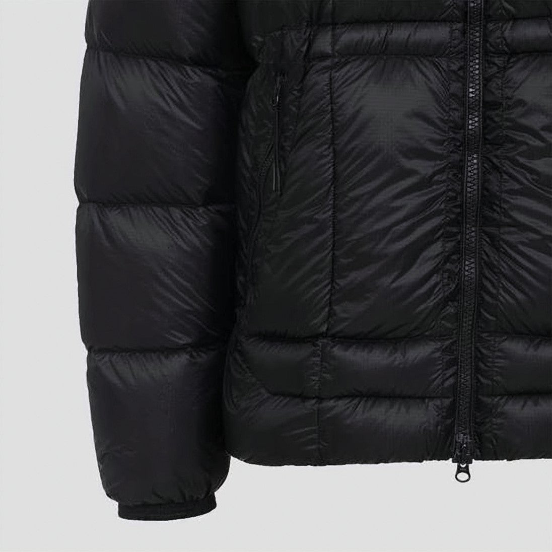 C.P. Company Quilted Black Down Jacket With Hood And Logo Patch