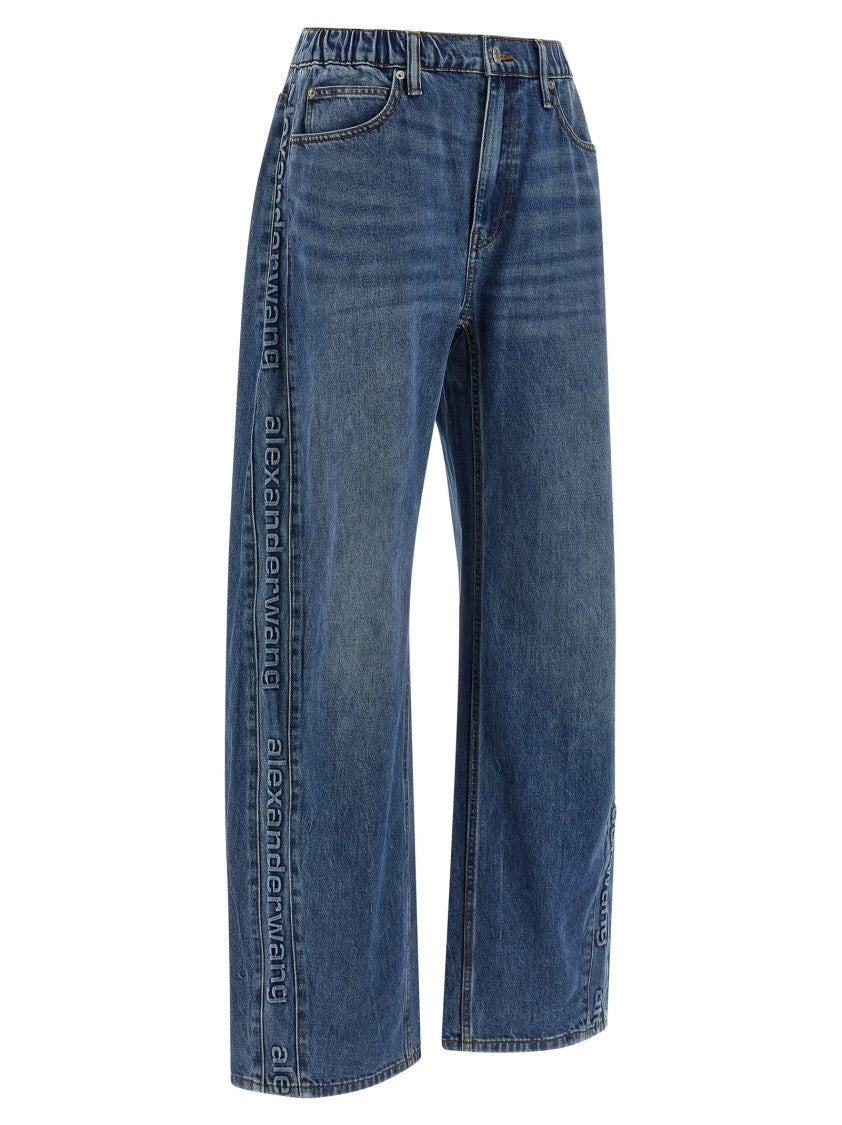 Denim X Alexander Wang Wide-Leg Denim Jeans With Embossed Logo Detail