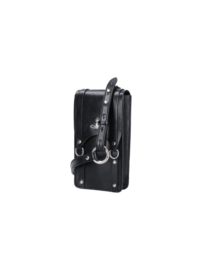 Vivienne Westwood Black Structured Rectangular Flap Bag