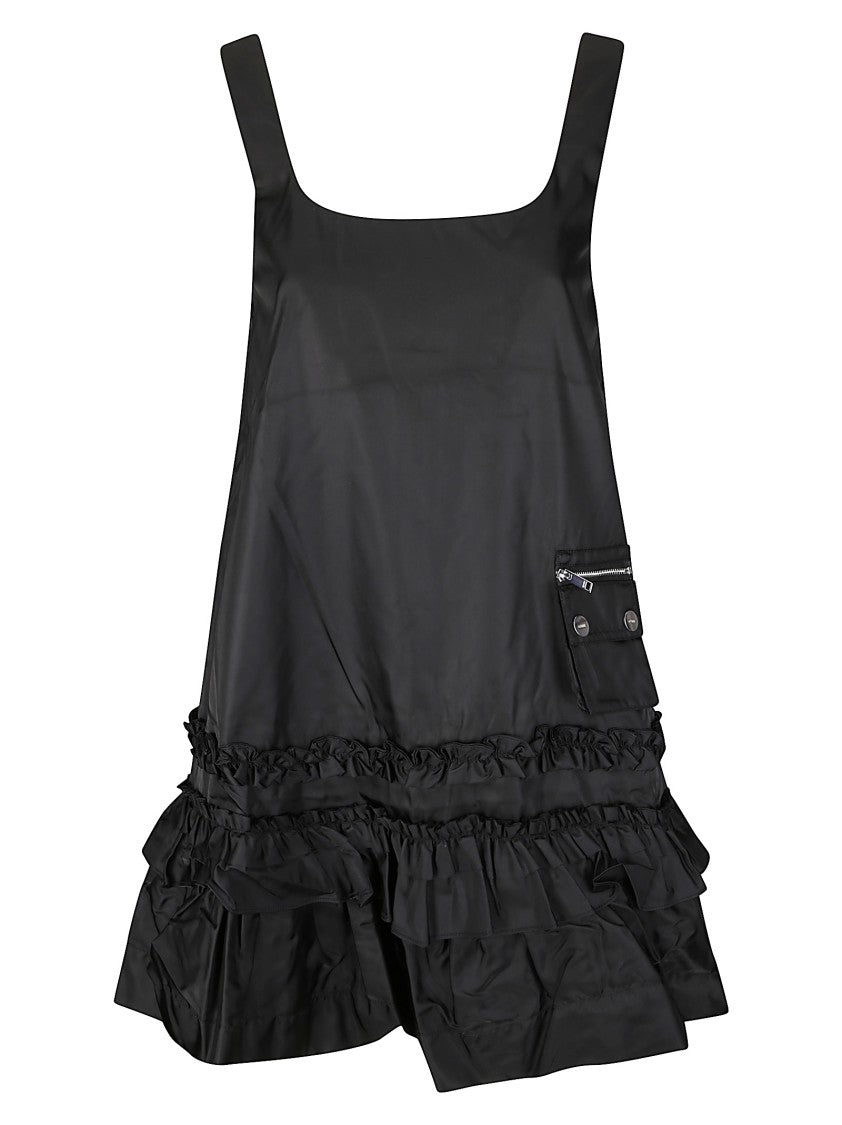 Ganni Ruffled Mini Dress With U-Neckline