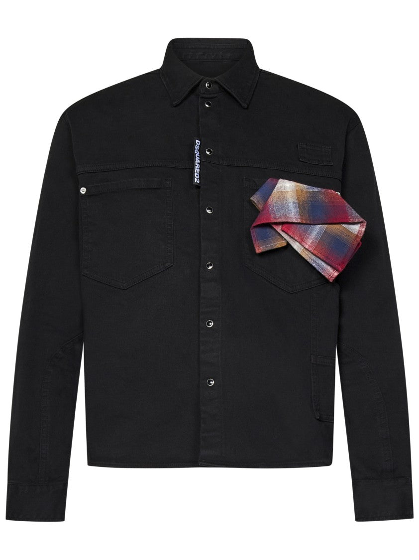 Dsquared2 Tailored Black Cotton Denim Carpenter Shirt