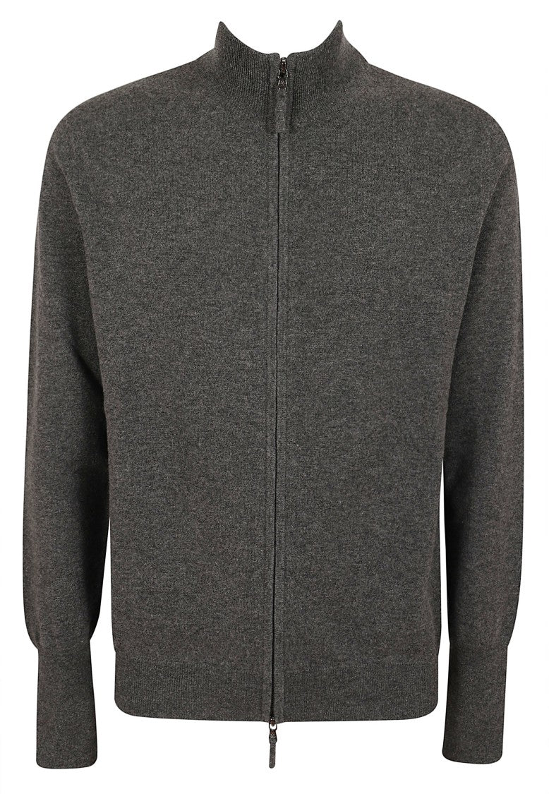 Ballantyne Fitted Cashmere Cardigan With Double Slider Zip Closure
