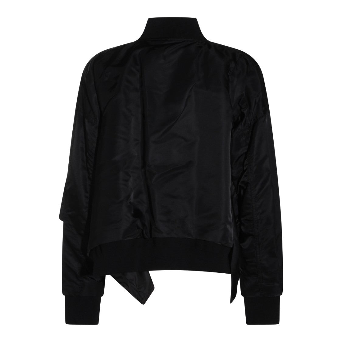 Sacai Structured Black Jacket With High Collar And Front Zipper