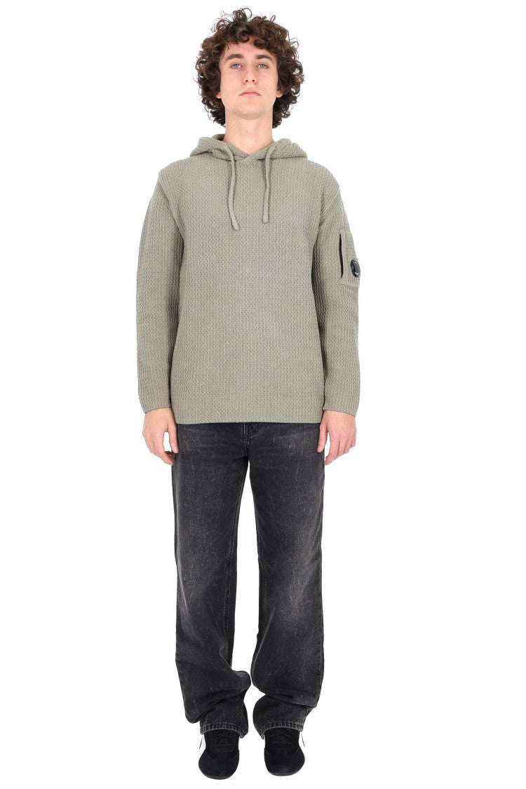 C.P. Company Textured Chunky Knit Hoodie With Drawstring Hood
