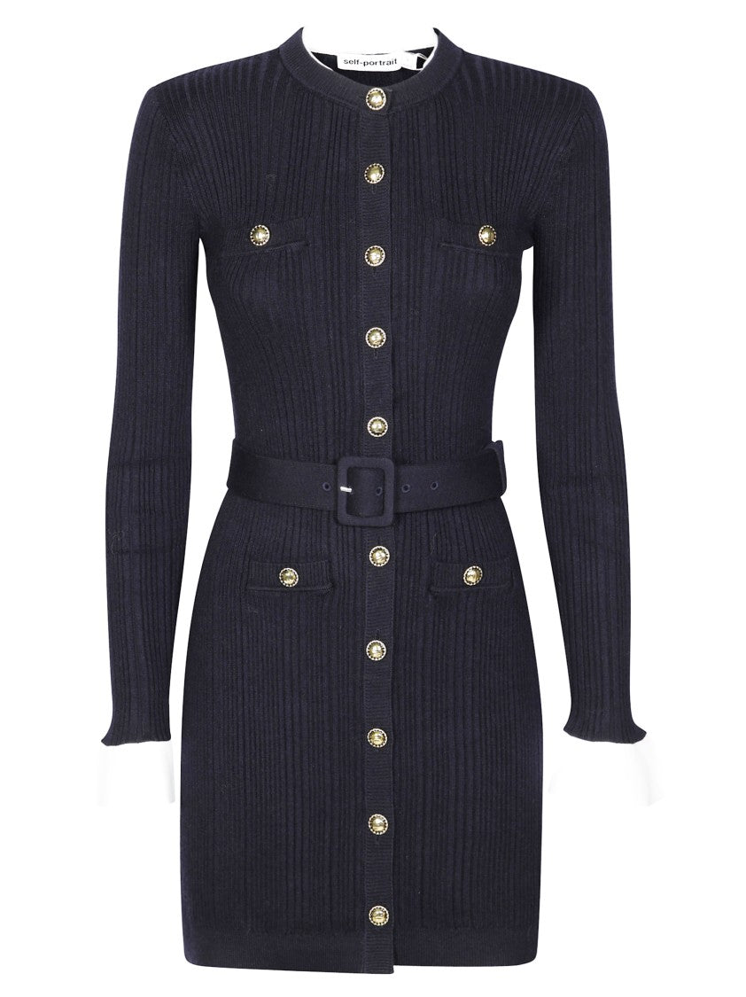 Self-Portrait Fitted Lace Mini Dress With Scalloped Hemline