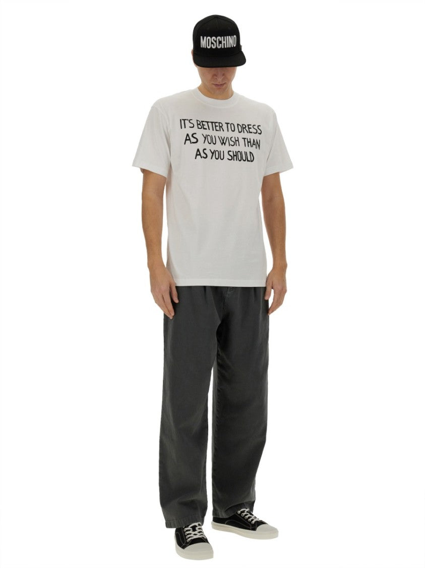 Moschino Relaxed Fit White T-Shirt With Bold Message Print