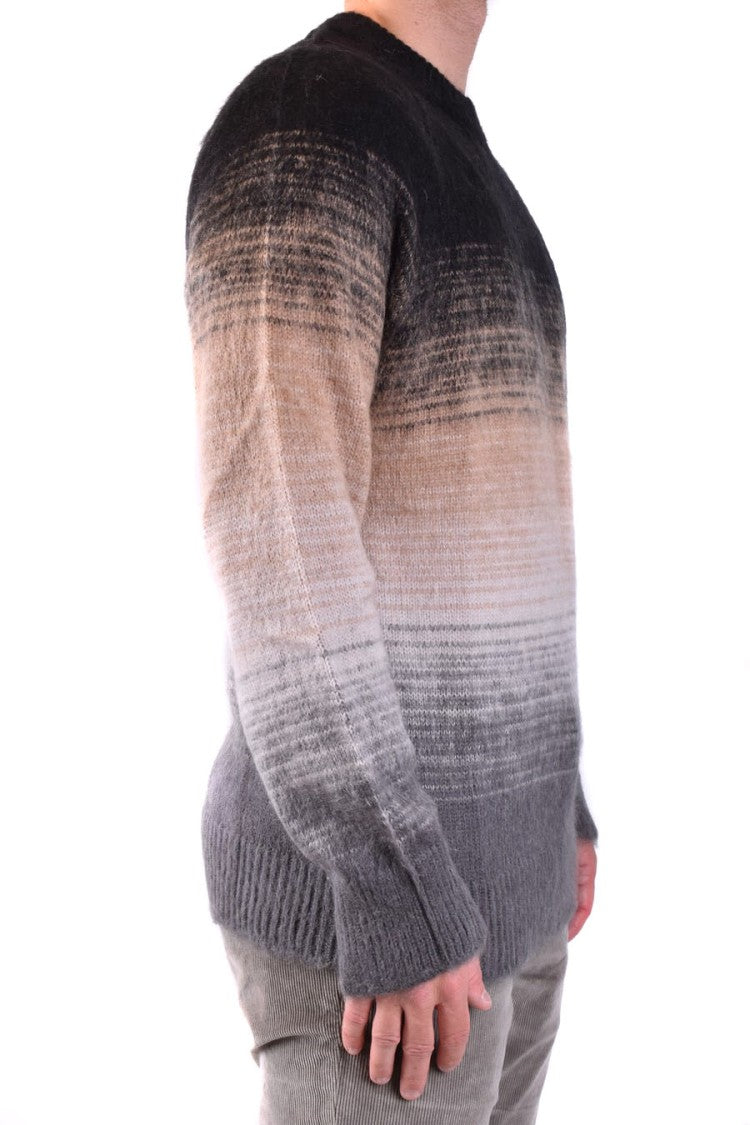 Laneus Multicolor Gradient Knit Sweater Fuzzy Texture