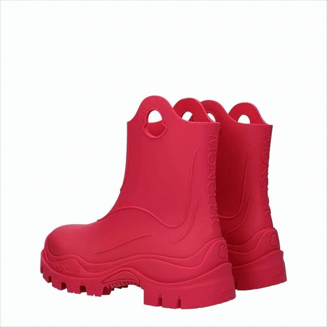 Moncler Chunky Red Ankle Boots With Thick Lug Sole