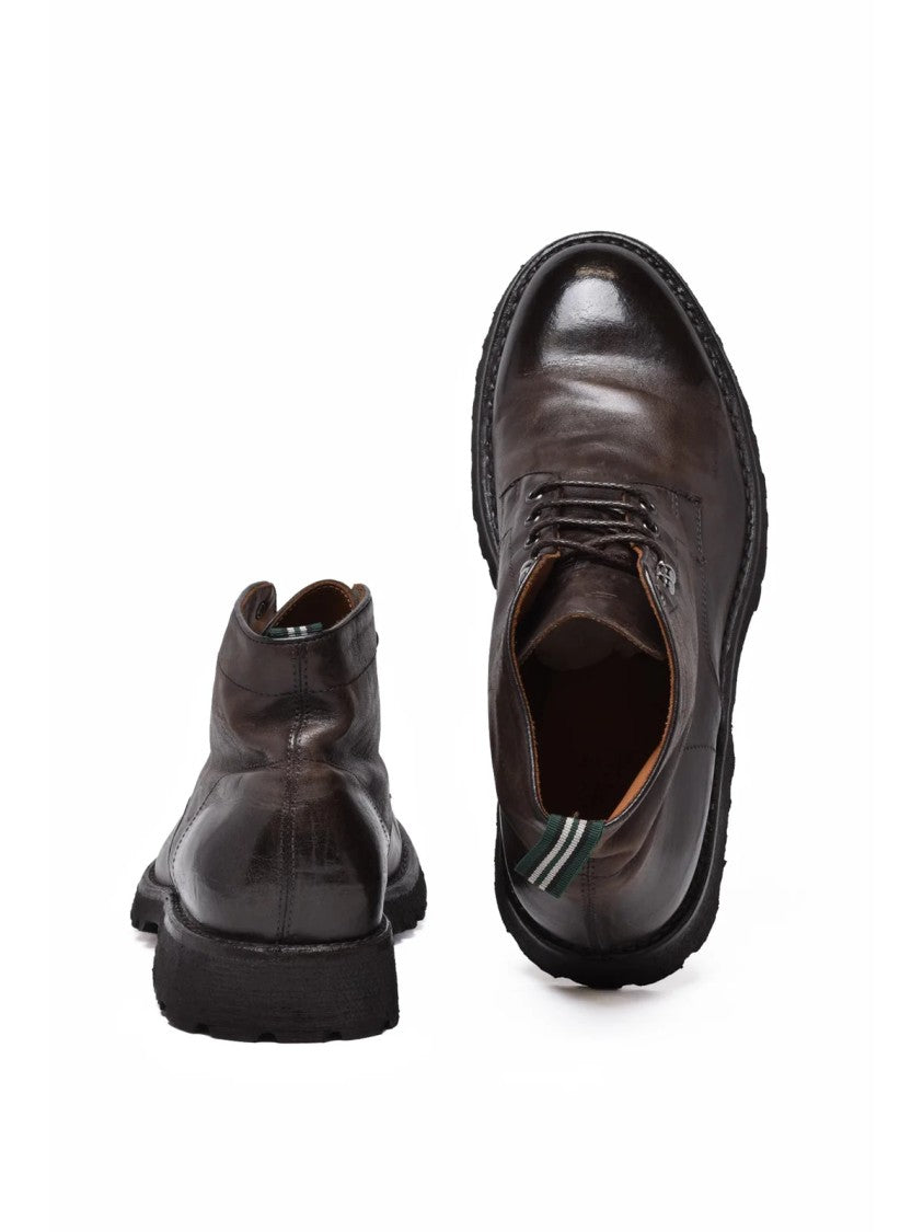 Green George Brown Leather Lace-Up Boots