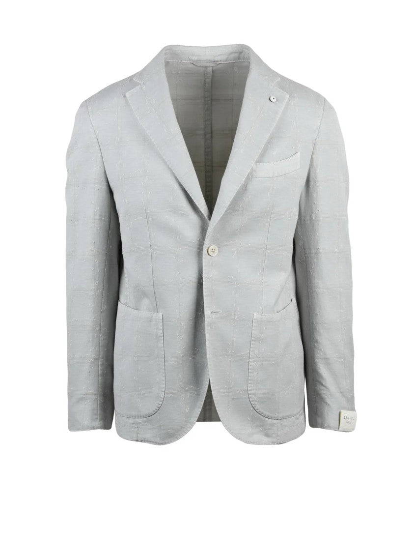 L.B.M. 1911 Light Grey Cotton Linen Polyamide Blazer Jacket