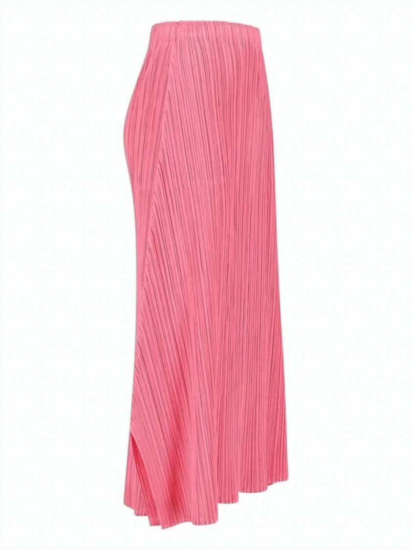 Pleats Please Pleated Midi Skirt With Flared Silhouette And Side Slits