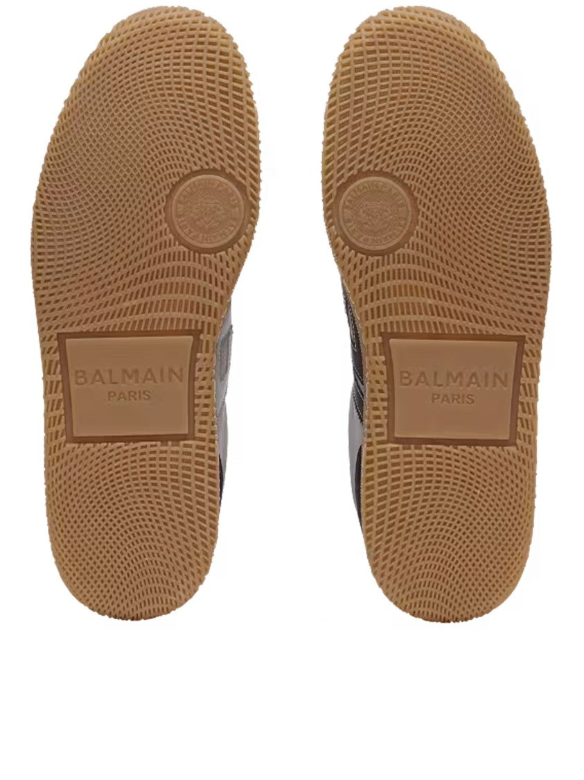 Balmain Grey Low Top Suede Panel Sneakers