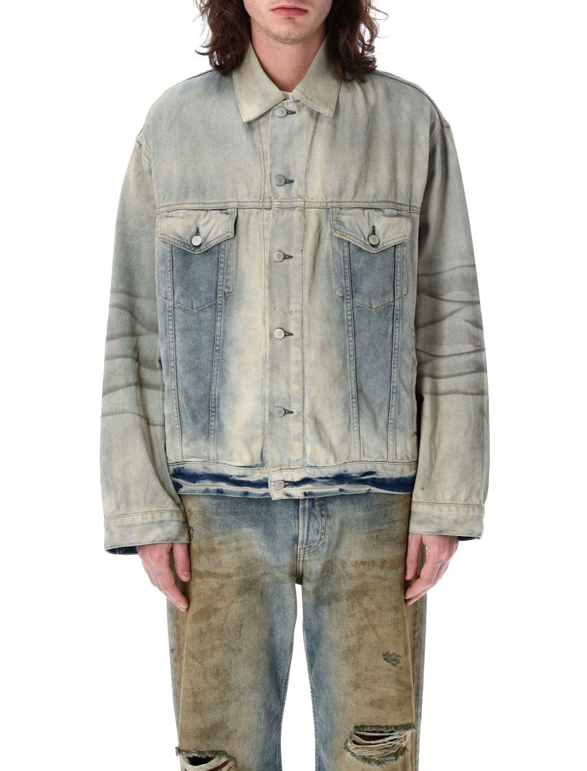 Acne Studios Mid-Blue Oversized Denim Jacket With Faded Effect