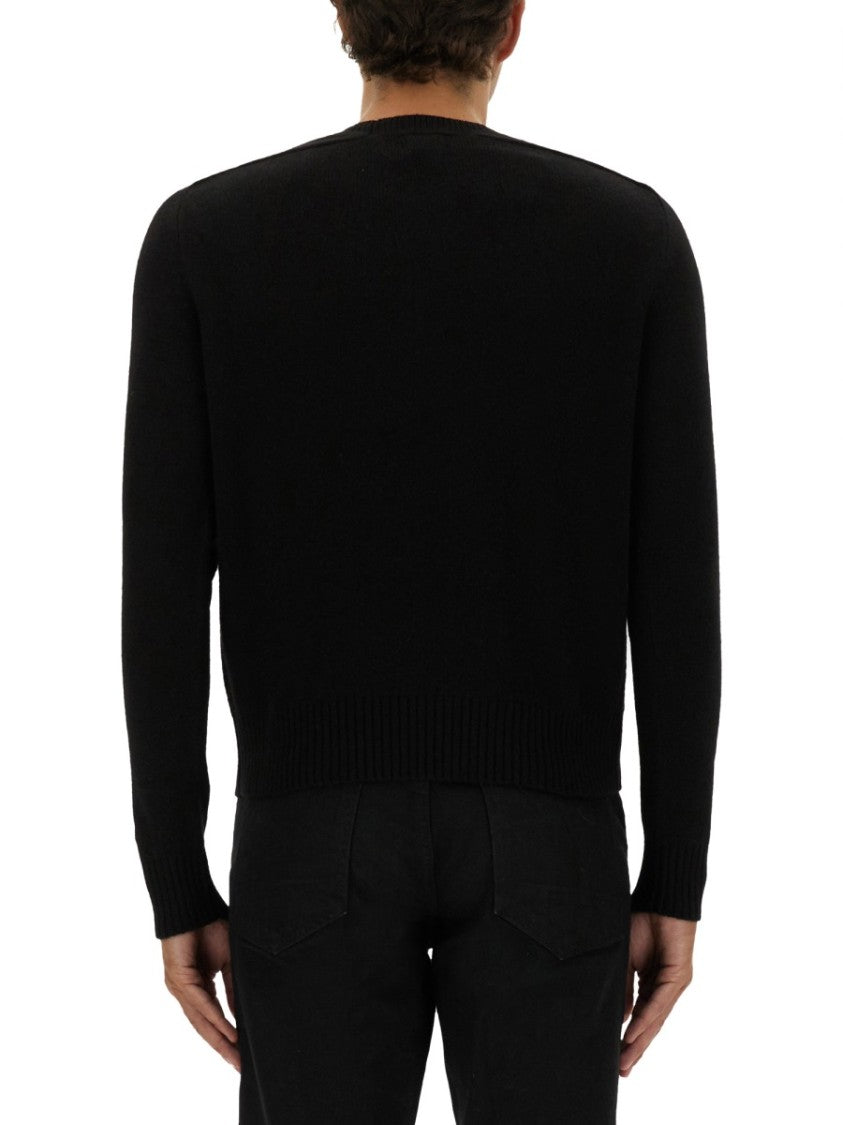 Tom Ford Fitted Black Cashmere Sweater With Ribbed Cuffs