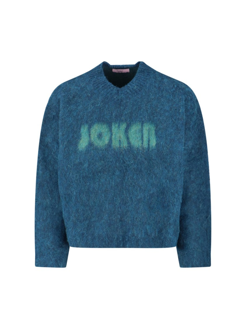 Martine Rose V-Neck Mohair Sweater With Ribbed Trims