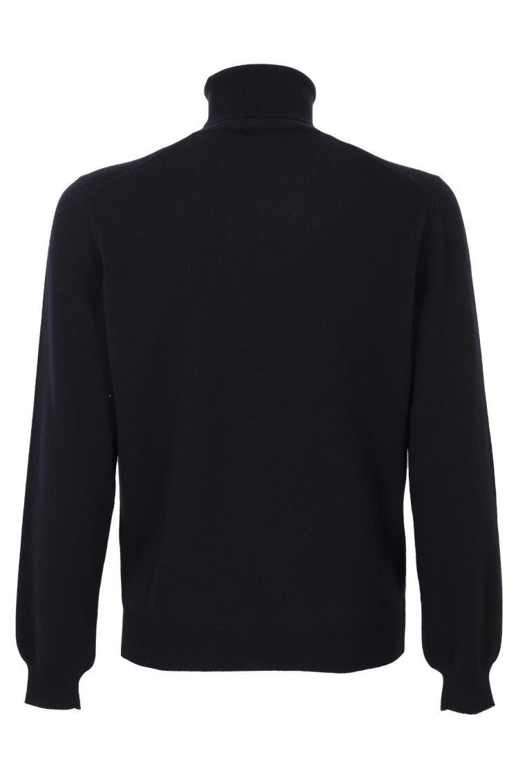 Filippo De Laurentiis Navy Blue Cashmere Turtleneck Sweater