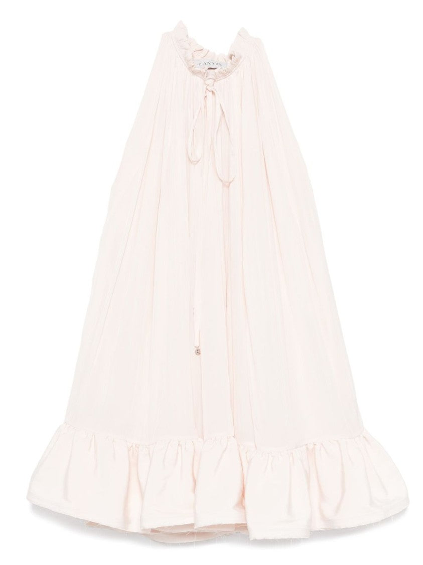 Lanvin Light Pink Ruffled Hem Frilled Dress
