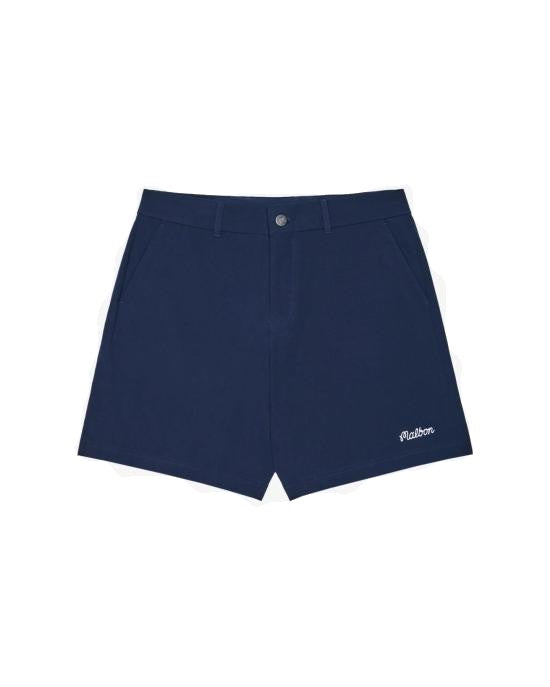Malbon Tailored Blue Shorts With Mid-Rise Waist