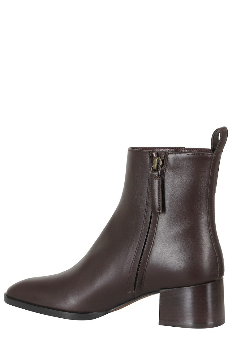 Roberto Festa Dark Brown Loren Side Zip High Heel Leather Ankle Boots