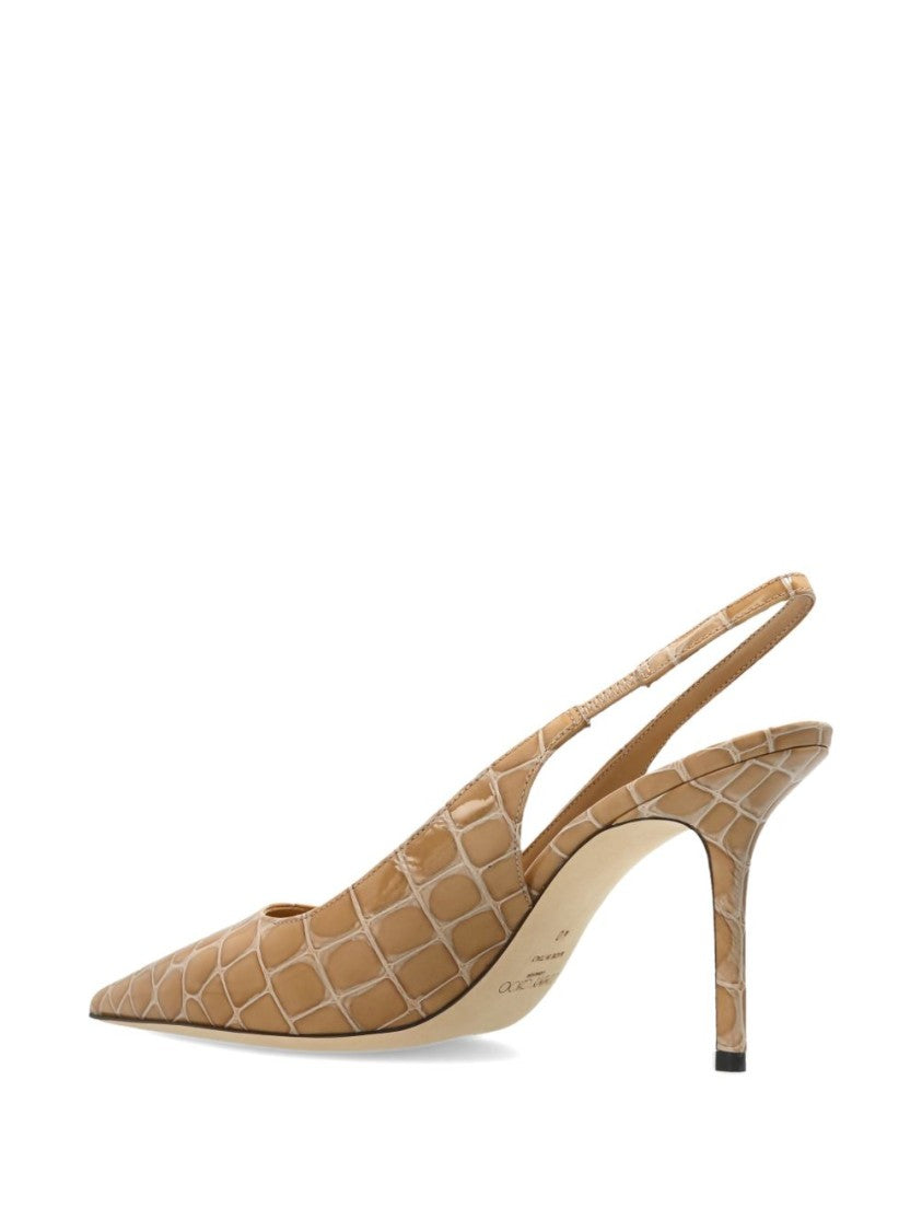 Jimmy Choo Pointed Toe Slingback Pumps With Reptile Effect Texture