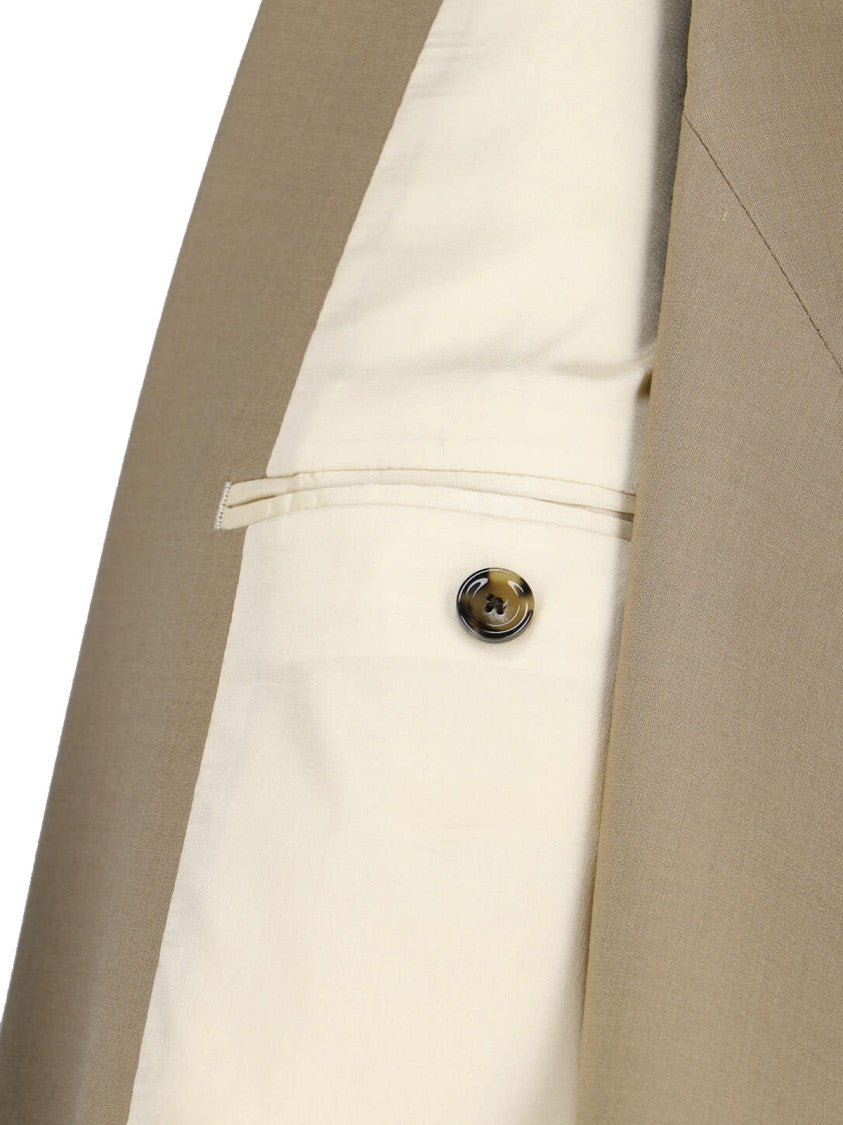 Lardini Beige Double-Breasted Wool Blend Blazer