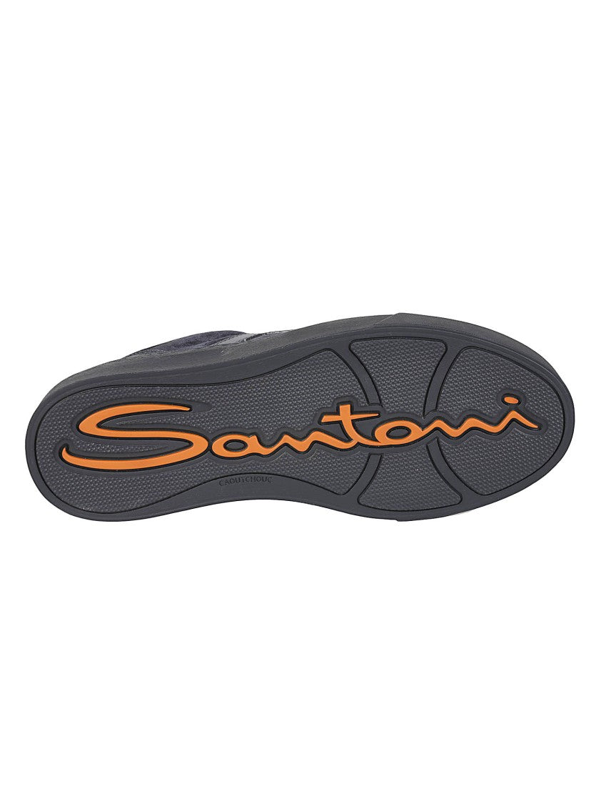 Santoni Dbs Sport Black Low-Top Calfskin Sneakers