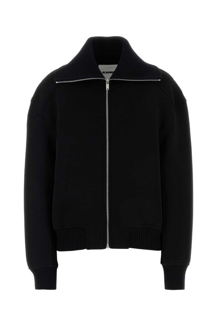 Jil Sander Black Wool Blend Bomber Jacket