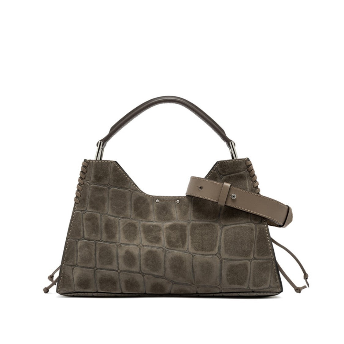 Gianni Chiarini Fawn Aurora Croc-Print Suede Bag