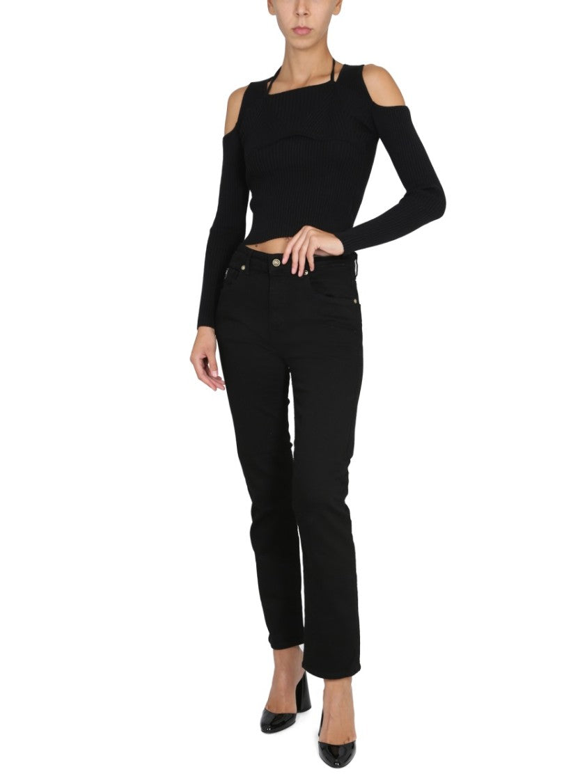 Versace Jeans Couture Fitted Ribbed Knit Top
