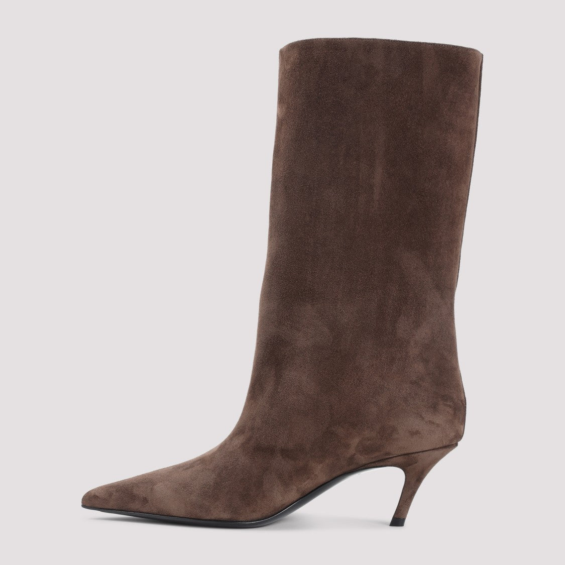 Amina Muaddi Mid-Calf Suede Ankle Boots