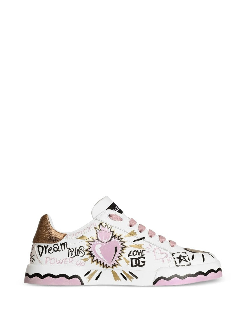 Dolce & Gabbana Bassa White Calf Leather Sneakers