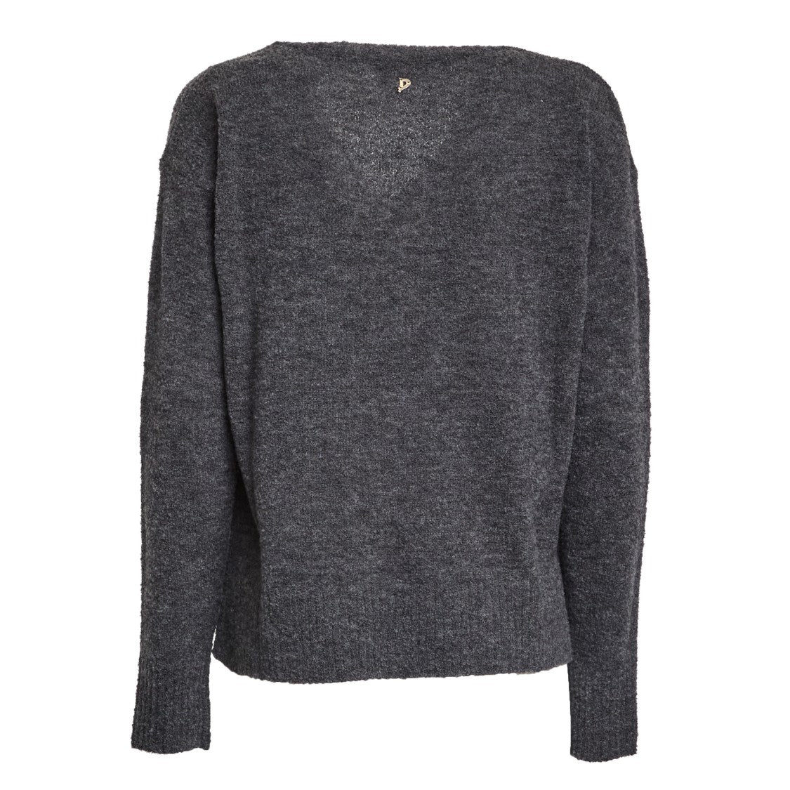 Dondup V-Neck Bouclé Knitwear Top With Ribbed Detailing