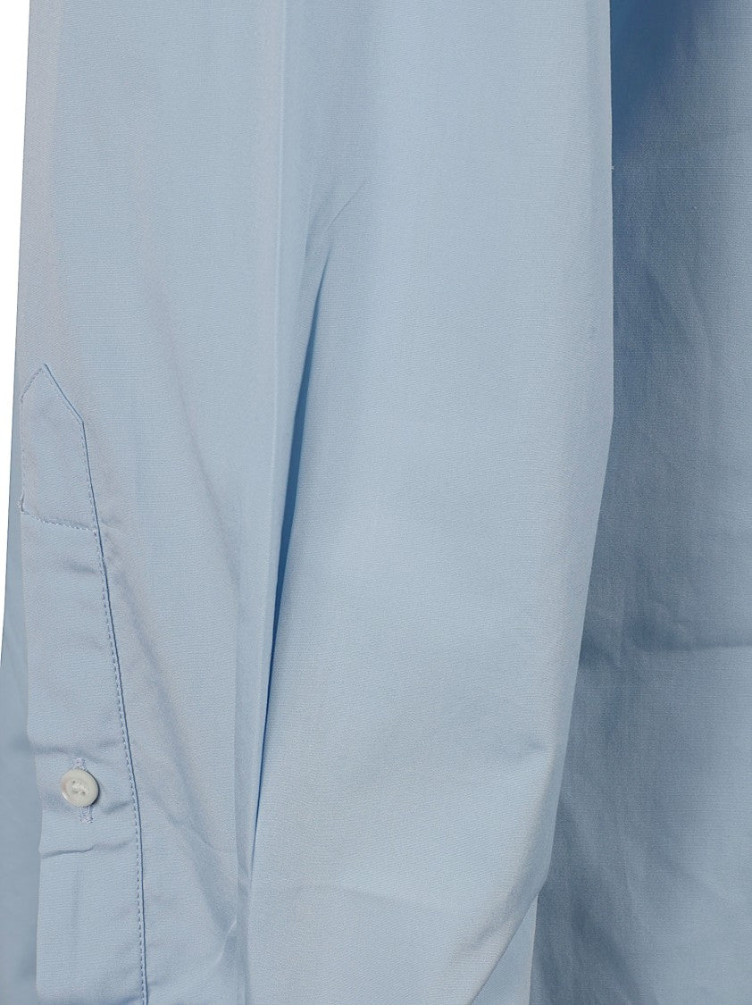 Prada Light Blue Oversized Button-Up Shirt With Classic Collar