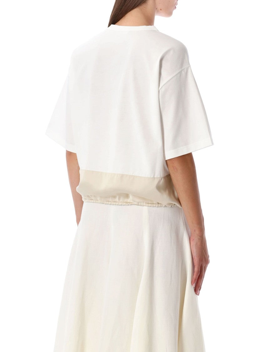 Fabiana Filippi Cotton T-Shirt With Adjustable Contrast Insert