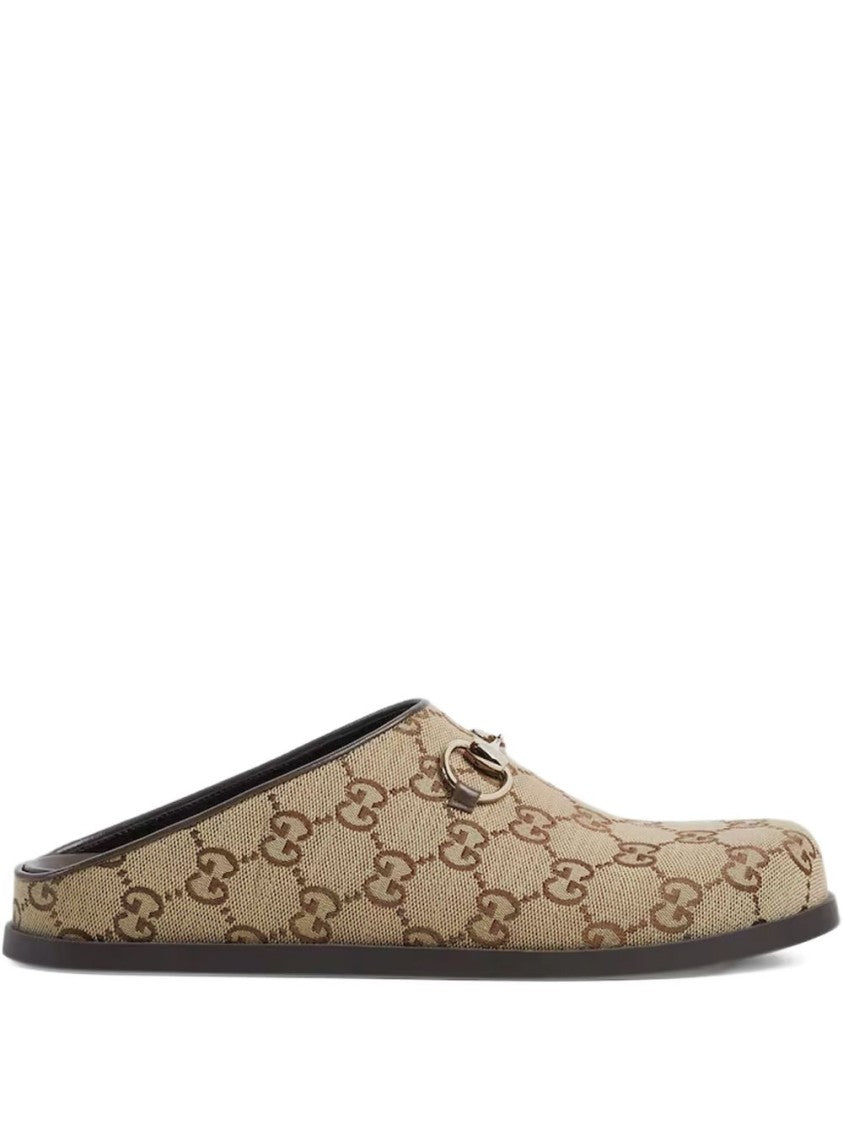 Gucci Camel Gg Canvas Horsebit Mules