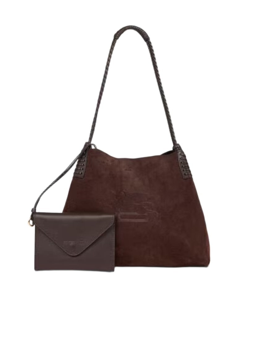 Etro Medium Suede Shopping Bag With Braided Handle