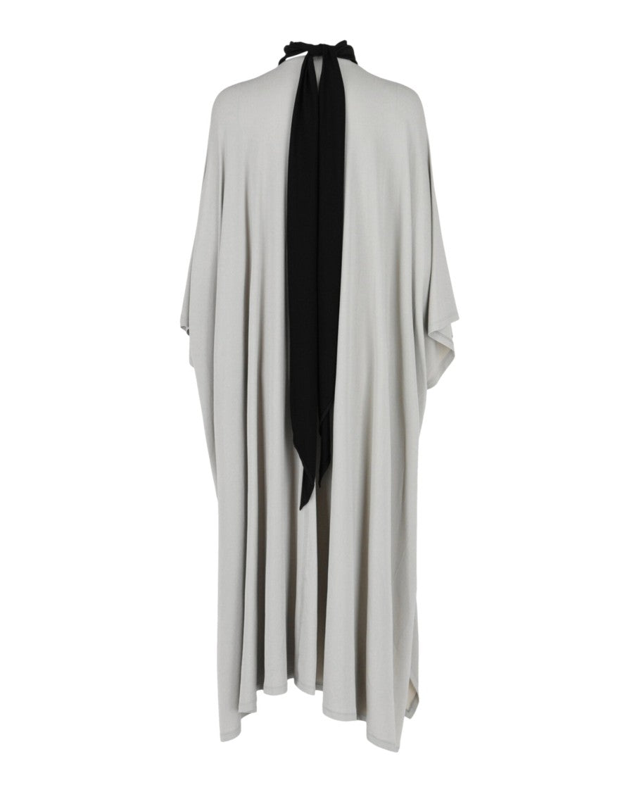 Ferragamo High Neck Kaftan With Sash Inlay And Crescent Hem