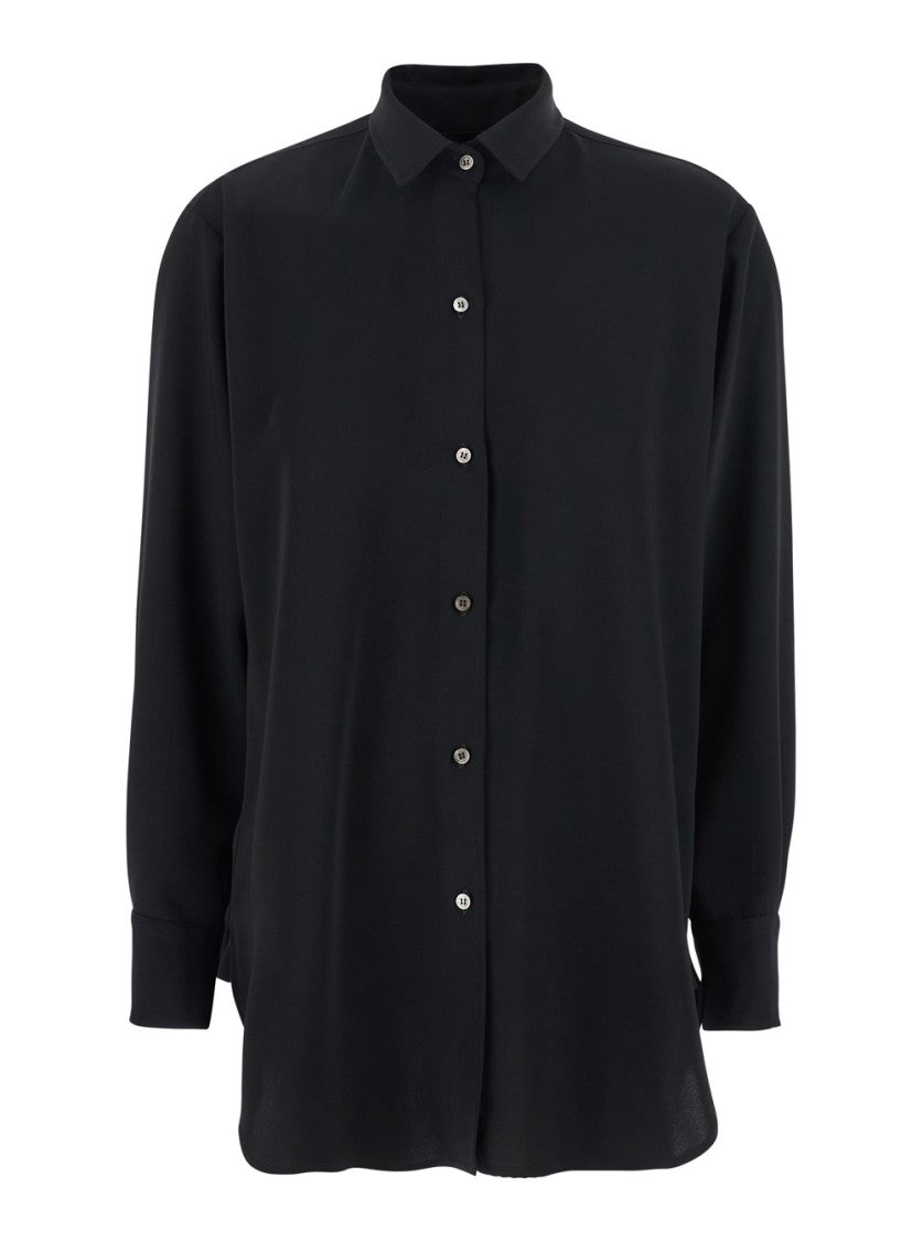 Plain Black Shirt With Classic Collar
