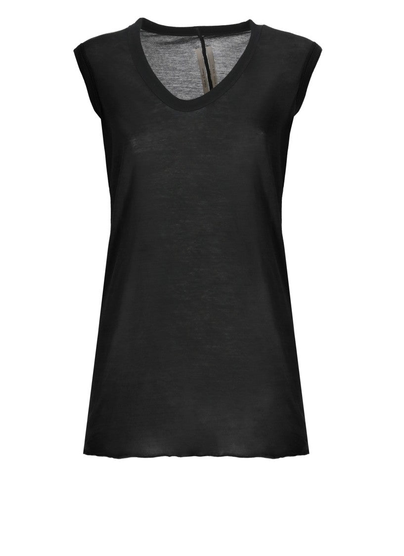 Rick Owens V-Neck Sleeveless Cotton Top With Relaxed Fit
