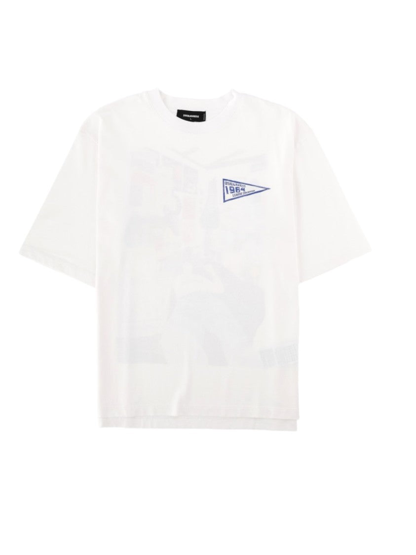 Dsquared2 Relaxed Fit Artistic Illustration Cotton T-Shirt