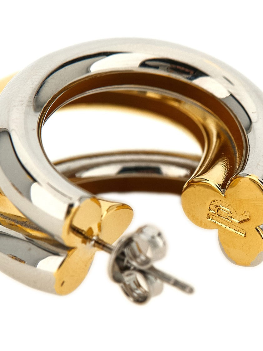 Paco Rabanne Triple Hoop Metal Earrings With Interlinked Design