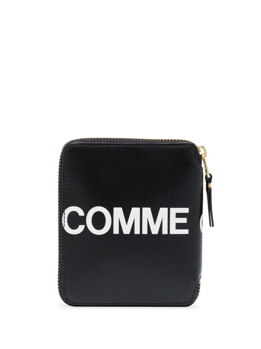 Comme Des Garçons Black Logo Zip-Around Leather Wallet