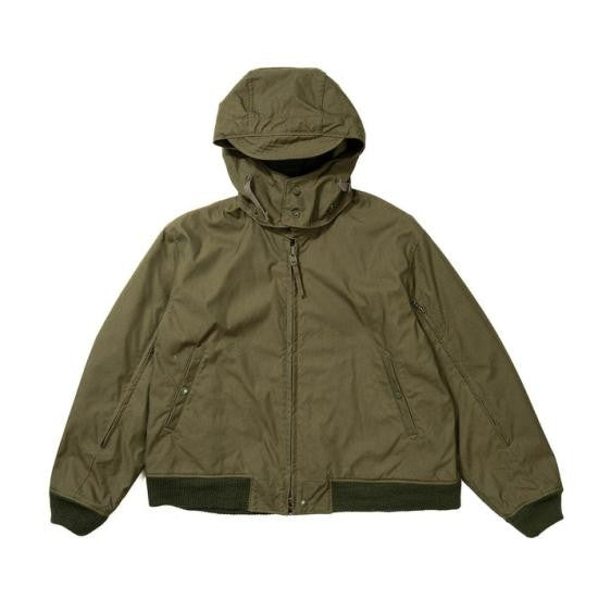 Engineered Garments Utilitarian Olive Green Hooded Jacket With Zippered Pockets