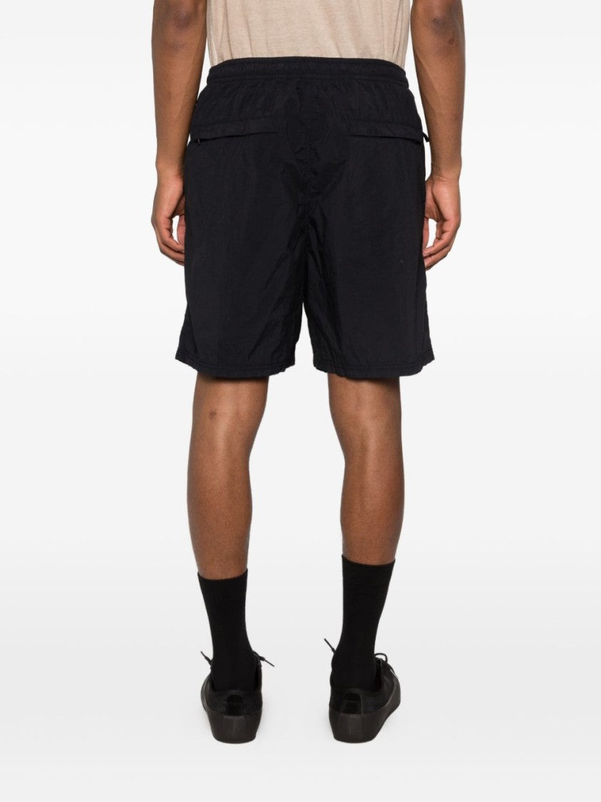 Stone Island Relaxed Fit Blue Shorts With Adjustable Waistband And Functional Pockets