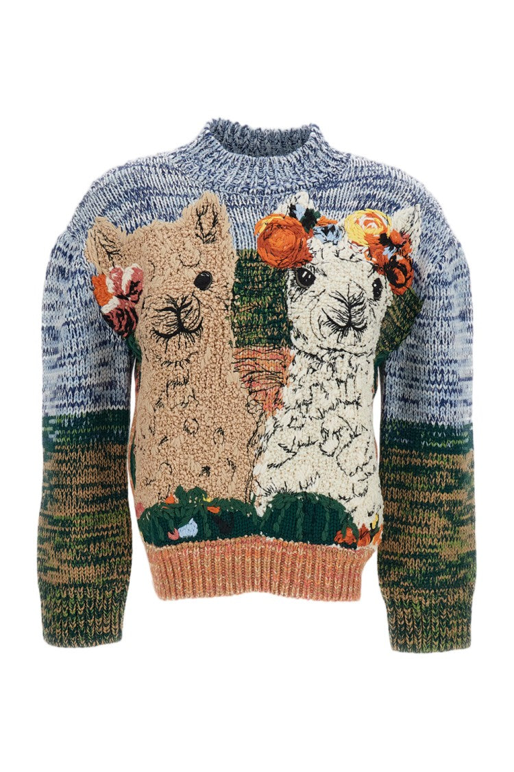 Stella Mccartney Jacquard Design Wool Sweater With Alpaca Motif